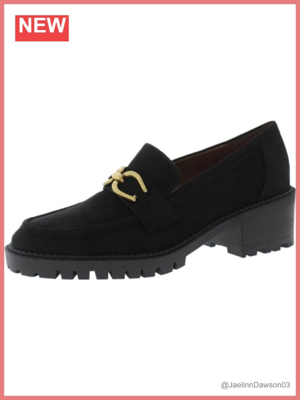 Marc Fisher Women's Delanie Suede Lug Sole Loafers Slip On Chain Detail